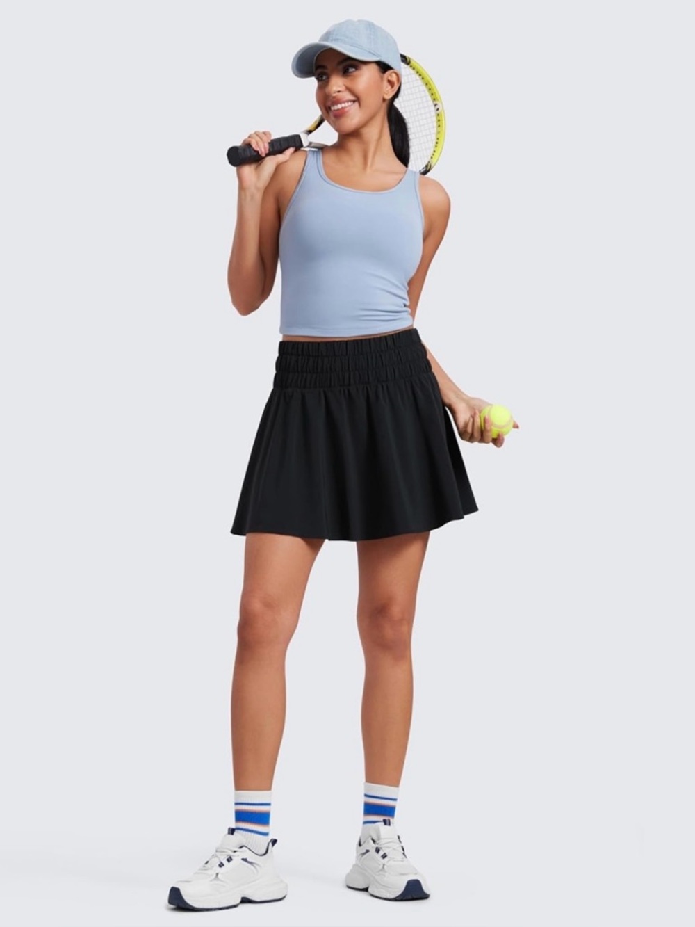 CRZ High Waisted Flowy Tennis Skirt - Black, size XL